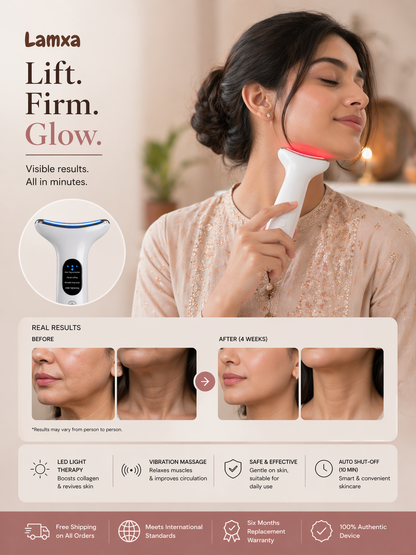 LAMXA EMS Face & Neck Lifting Massager – Vibration & LED Therapy